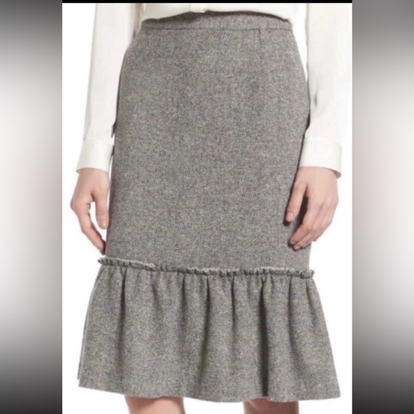 HALOGEN- WOMENS PECIL SKIRT WITH RUFFLE - Picture 1 of 11